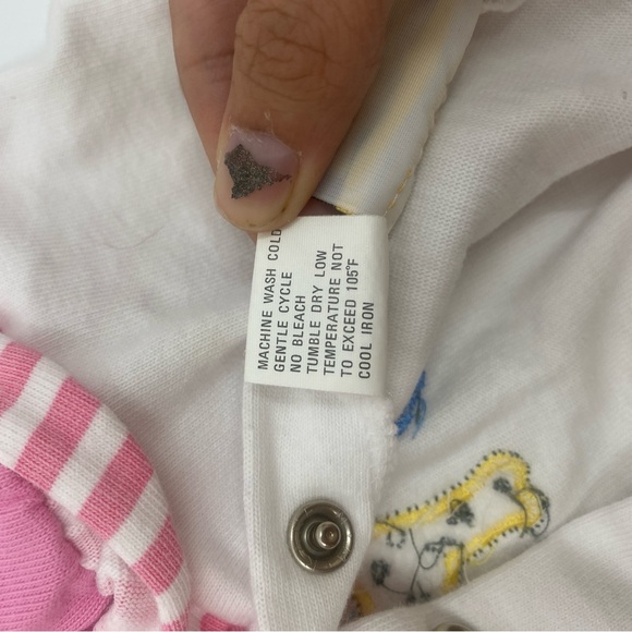 Vintage Today’s Baby by Carter’s ruffle stripe zoo animal onesie pink 12mo - Picture 10 of 14